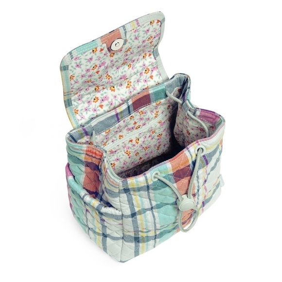 NWT Vera Bradley Pastel Plaid Quilted Mini Backpack - Picture 5 of 10